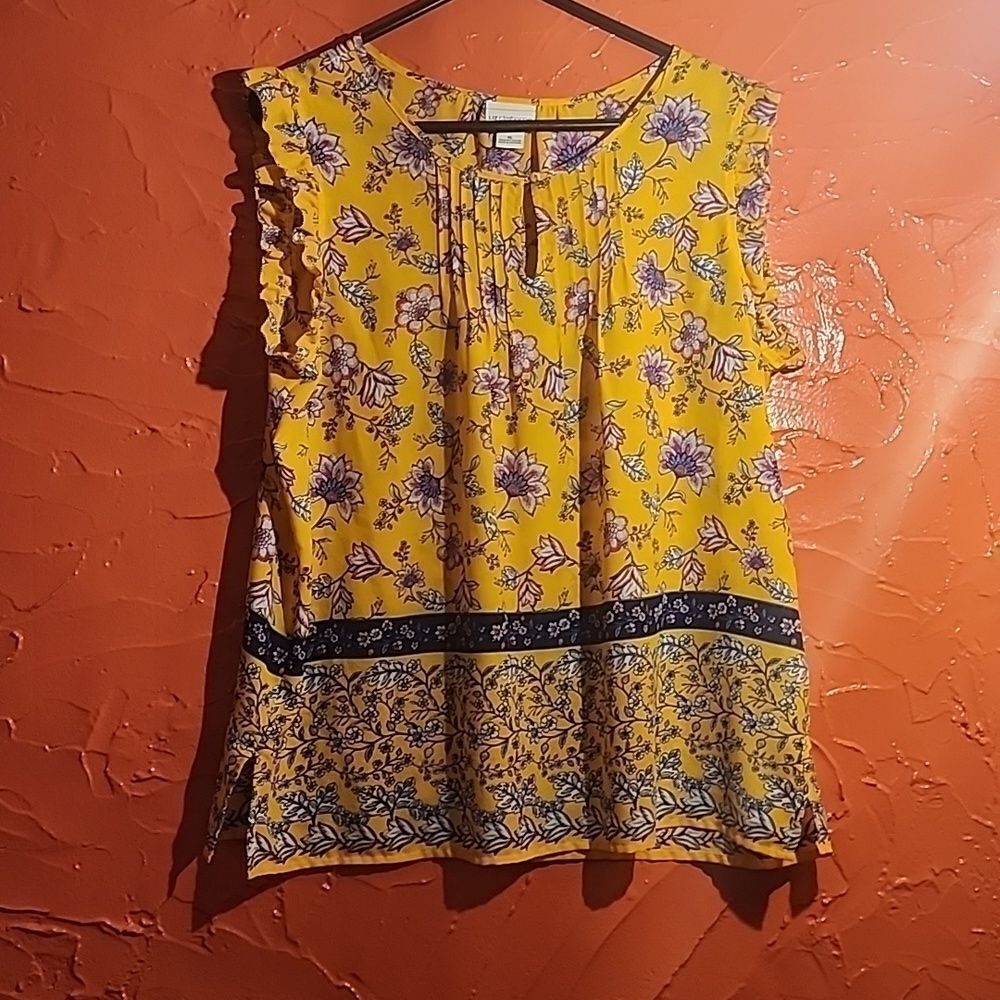 New Liz Claiborne Yellow Springy Blouse XL